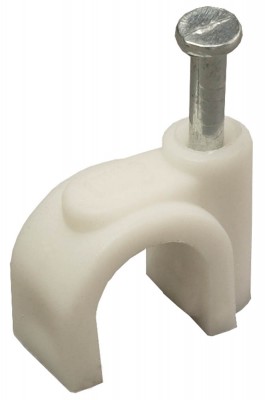Скоба-держатель STAYER MASTER полипропиленовая, для круглого кабеля, с оцинкованным гвоздем, 8 мм, 100 шт