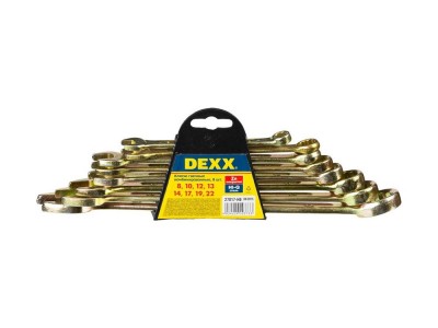Набор DEXX: Ключи комбинированные гаечные, желтый цинк, 8-22мм, 8шт