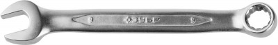 Ключ ЗУБР ПРОФИ гаечный комбинированный, Cr-V сталь, хромированный, 9мм