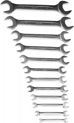 Набор ЗУБР ПРОФИ: Ключи гаечные рожковые, Cr-V сталь, хромированные, 6х32мм, 12шт