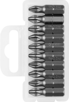 Биты ЗУБР МАСТЕР кованые, хромомолибденовая сталь, тип хвостовика C 1/4, PH2, 25мм, 10шт
