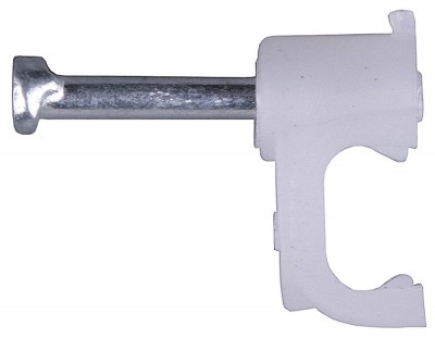 Скоба-держатель STAYER MASTER полипропиленовая, для плоского кабеля, с оцинкованным гвоздем, 6 мм, 100 шт
