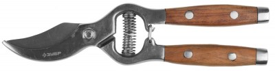 Секатор ЗУБР ЭКСПЕРТ из нержавеющей стали с деревянными ручками, 210 мм