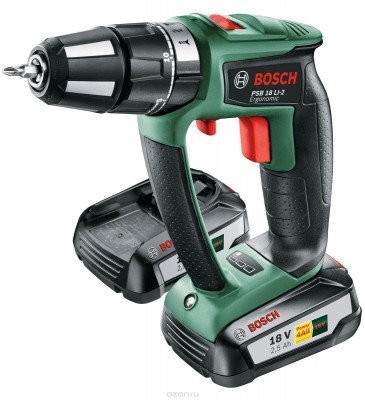 Аккумуляторная дрель-шуруповерт Bosch PSR 18 LI-2/2 Ergonomic (2 акк,зу,кейс)