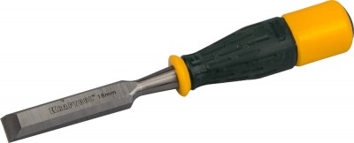Стамеска KRAFTOOL EXPERT упрочненное полотно, ударочпрочная двухкомп ручка, стальной затыльник для ударных работ,18мм