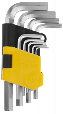 Набор STAYER Ключи MASTER имбусовые короткие, Cr-V, сатинированное покрытие, пластик. держатель, HEX 1,5-10мм, 9 пред