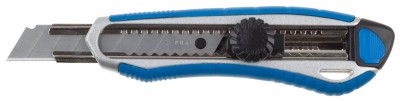 Нож ЗУБРЭКСПЕРТ, двухкомпонентный корпус, с механическим фиксатором, с сегментированным лезвием 18 мм, сталь У8А.