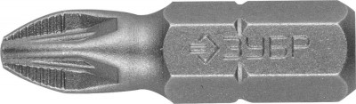 Биты ЗУБР МАСТЕР кованые, хромомолибденовая сталь, тип хвостовика C 1/4, PZ2, 25мм, 2шт