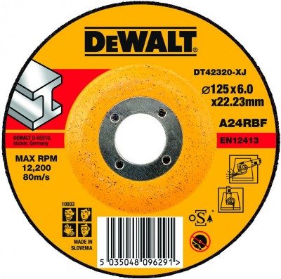Диск обдирочный Dewalt,ф125х22.2х6.0мм,для металла
