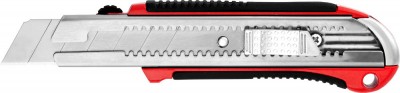 Нож URAGAN с выдвижным сегментированным лезвием, металлический обрезиненный корпус, автостоп, сталь У8А, 25мм