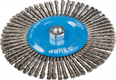 Щетка ЗУБР ЭКСПЕРТ дисковая для УШМ, плетеные пучки стальной проволоки 0,5мм, 200мм/М14