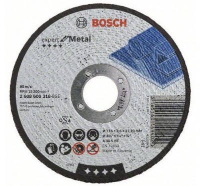 Диск отрезной по металлу 115х22,2 мм Bosch 2608600318