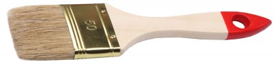 Кисть плоская ТЕВТОН СТАНДАРТ, светлая натуральная щетина, деревянная ручка, 63мм