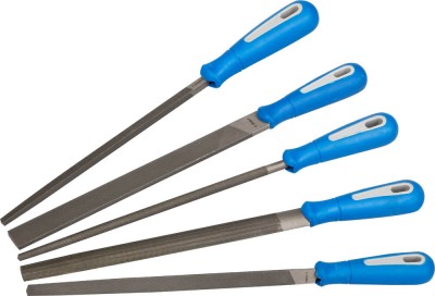 Набор ЗУБР: Напильники ПРОФЕССИОНАЛ с двухкомп ручкой, плоский, полукруглый, трехгранный, квадратный, круглый, №2, 250мм