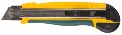 Нож KRAFTOOL EXPERT с сегментирован лезвием, двухкомпонент корпус, автостоп, допфиксатор, кассета на 5 лезвий, 25 мм