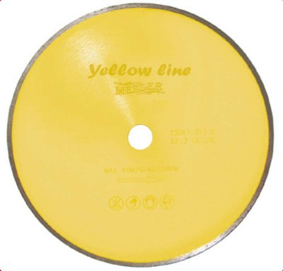 Диск сплошная кромка Желтая линия для резки керамики, сухой, 125D-1.6-5W-22.2 MESSER
