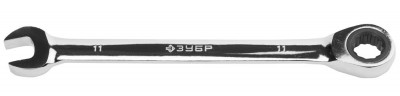 Ключ ЗУБР ПРОФИ гаечный комбинированный трещоточный, Cr-V сталь, хромированный, 11мм