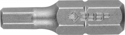 Биты ЗУБР МАСТЕР кованые, хромомолибденовая сталь, тип хвостовика C 1/4, HEX4, 25мм, 2шт