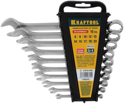 Набор KRAFTOOL EXPERT: Ключи гаечные комбинированные, Cr-V сталь, хромированные, 6-22мм, 10шт 27079-H10C
