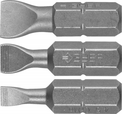 Набор ЗУБР Биты МАСТЕР кованые, хромомолибденовая сталь, тип хвостовика C 1/4, 25мм, SL4,5, SL5,5, SL8, 3 предмета