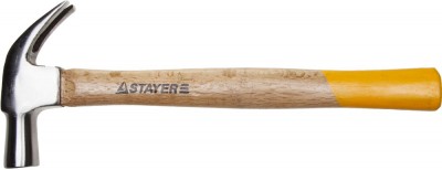 Молоток-гвоздодер STAYER STANDARD кованый, с деревянной ручкой, 450г