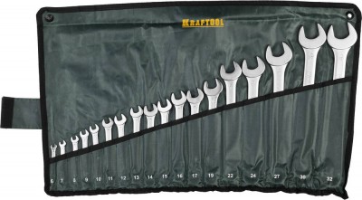Набор KRAFTOOL EXPERT: Ключи гаечные комбинированные, Cr-V сталь, хромированные, 6-32мм, 18шт