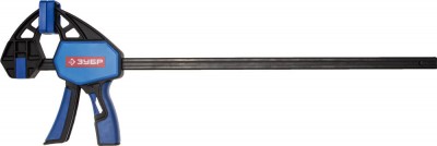 Струбцина ЗУБРПРОФЕССИОНАЛручная пистолетная, корпус нейлон,армир фиберглассом,двухкомп ручки,метал рейка,450/645мм,150кгс