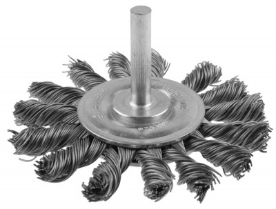 Щетка ЗУБР ЭКСПЕРТ дисковая для дрели, плетеные пучки стальной закаленной проволоки 0,5мм, 75мм