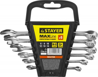 Набор: Ключ STAYER MASTER гаечный комбинированный, хромированный, 6-14 мм, 6 шт