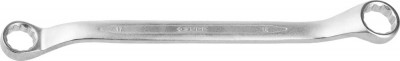 Ключ ЗУБР ПРОФИ гаечный накидной изогнутый, Cr-V сталь, хромированный, 17х19мм