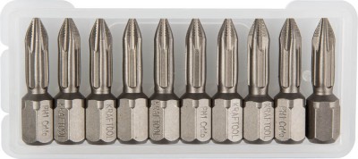 Биты KRAFTOOL ЕХPERT торсионные кованые, обточенные, Cr-Mo сталь, тип хвостовика C 1/4, PH1, 25мм, 10шт