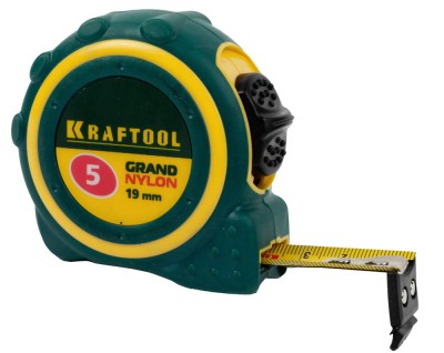 Рулетка KRAFTOOL EXPERT GRAND, двухкомпонентный корпус, двусторонняя шкала, нейлоновое покрытие, 5мх19мм