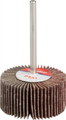Круг шлифовальный ЗУБР МАСТЕР веерный лепестковый, на шпильке, тип КЛО, зерно-электрокорунд нормальный, P120, 15х30мм