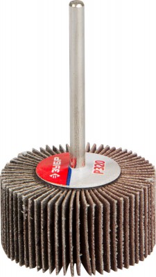 Круг шлифовальный ЗУБР МАСТЕР веерный лепестковый, на шпильке, тип КЛО, зерно-электрокорунд нормальный, P320, 15х30мм