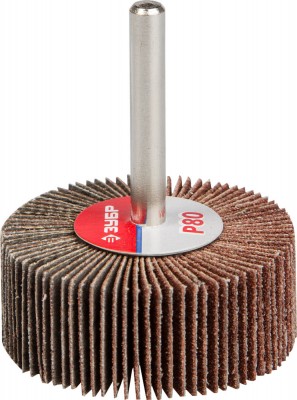 Круг шлифовальный ЗУБР МАСТЕР веерный лепестковый, на шпильке, тип КЛО, зерно-электрокорунд нормальный, P80, 20х50мм