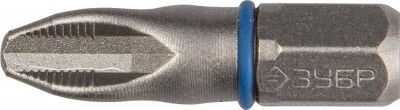 Биты ЗУБР ЭКСПЕРТ торсионные кованые, обточенные, хромомолибденовая сталь, тип хвостовика C 1/4, PZ3, 25мм, 2шт