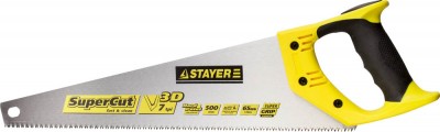 Ножовка универсальная (пила) STAYER SuperCu 500 мм, 7 TPI, 3D зуб, рез вдоль и поперек волокон, для средних заготовок из всех видов материалов