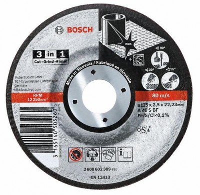 Круг отрезной 3 в 1 для УШМ по металлу (125х2,5х22,23 мм) Bosch 2608602389