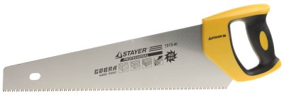 Ножовка STAYER PROFI COBRA по дереву, 2-комп. пластиковая ручка, 3D-заточка, закаленный зуб, 7 TPI (3,5мм), 500мм