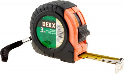Рулетка DEXX, обрезиненный пластиковый корпус, 3мх18мм