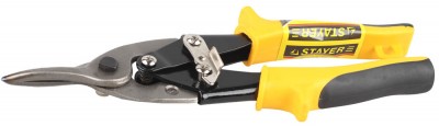 Ножницы по металлу STAYER с двухкомпонентными рукоятками, прямые