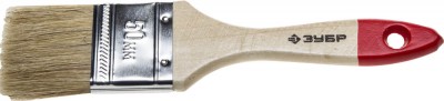 Кисть плоская ЗУБР УНИВЕРСАЛ СТАНДАРТ , натуральная щетина, деревянная ручка, 50мм