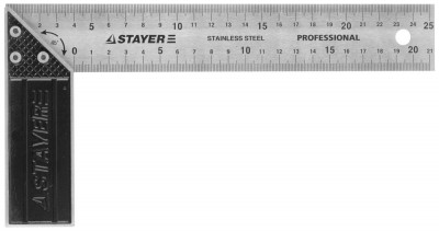 Угольник STAYER PROFI столярный, гравированная шкала, нержавеющее полотно 37мм, 250мм