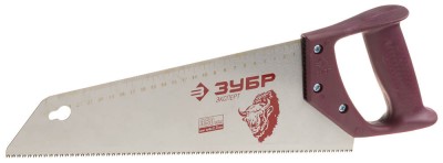 Ножовка ЗУБР ЭКСПЕРТ для тонкого пиления, прямой мелкий закаленный зуб, пластмассовая ручка, шаг зуба 2,3мм, 350мм