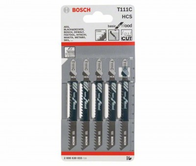 Полотно пильное для лобзика Bosch 5шт,T111C,HCS,743мм,рез-50мм,быстрпропил