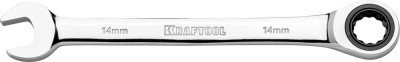 Ключ комбинированный KRAFTOOL трещоточный, Cr-V, зеркальное хромированное покрытие, 14мм 27230-14_z01