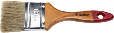 Кисть плоская ЗУБР УНИВЕРСАЛ-МАСТЕР, натуральная щетина, деревянная ручка, 63мм