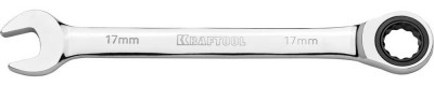 Ключ комбинированный KRAFTOOL трещоточный, Cr-V, зеркальное хромированное покрытие, 17мм 27230-17