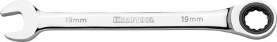 Ключ комбинированный KRAFTOOL трещоточный, Cr-V, зеркальное хромированное покрытие, 19мм 27230-19_z01