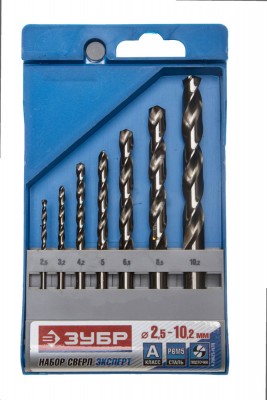 Набор ЗУБР ЭКСПЕРТ: Свёрла по металлу, резьбовой, цилиндрический хвостовик, быстрорежущая сталь Р6М5, 2,5-10,2мм, 7шт
